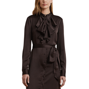 Lauren Ralph Lauren Ruffle-Trim Satin Charmeuse Shirtdress